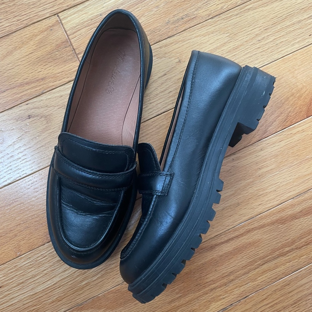 Madewell The Bradley Lugsole Loafers in Black Leather